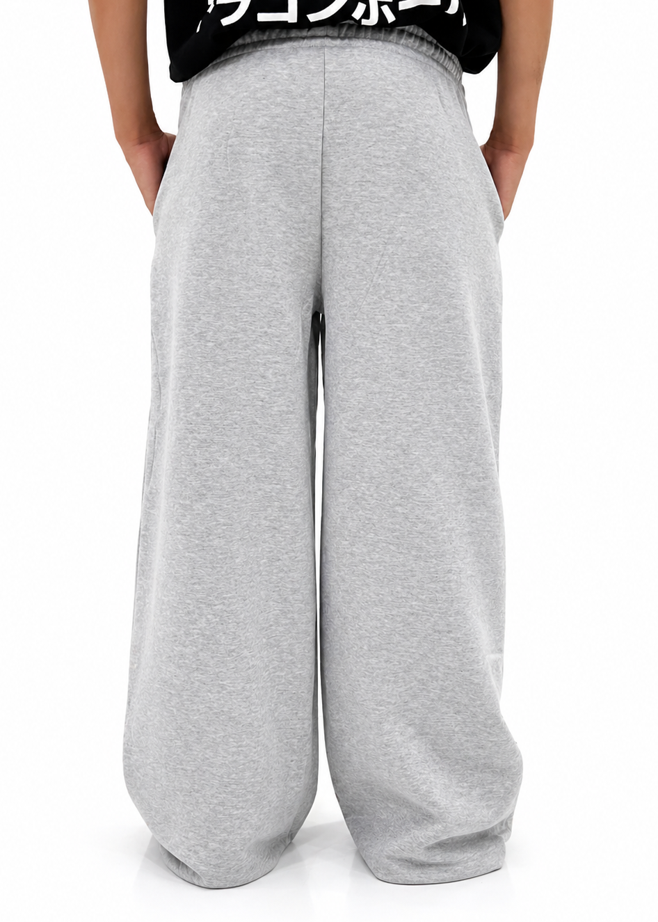 Grey Straight-Leg Baggy Printed Trousers